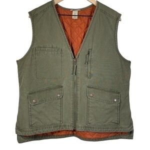 Duluth Trading Company Can-Do Canvas Vests To Size XL Color Olive Green/Orange